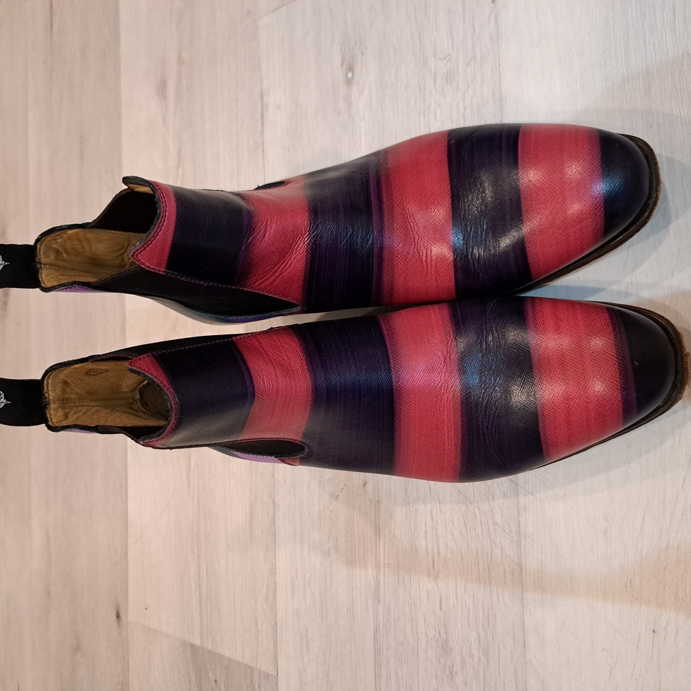 John Fluevog Red and Purple Ankle Boots - Picture 2 of 7